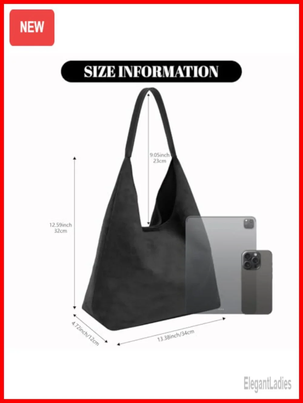 Faux Suede Hobo Shoulder Bag Slouchy Tote Handbag for Work Daily Use